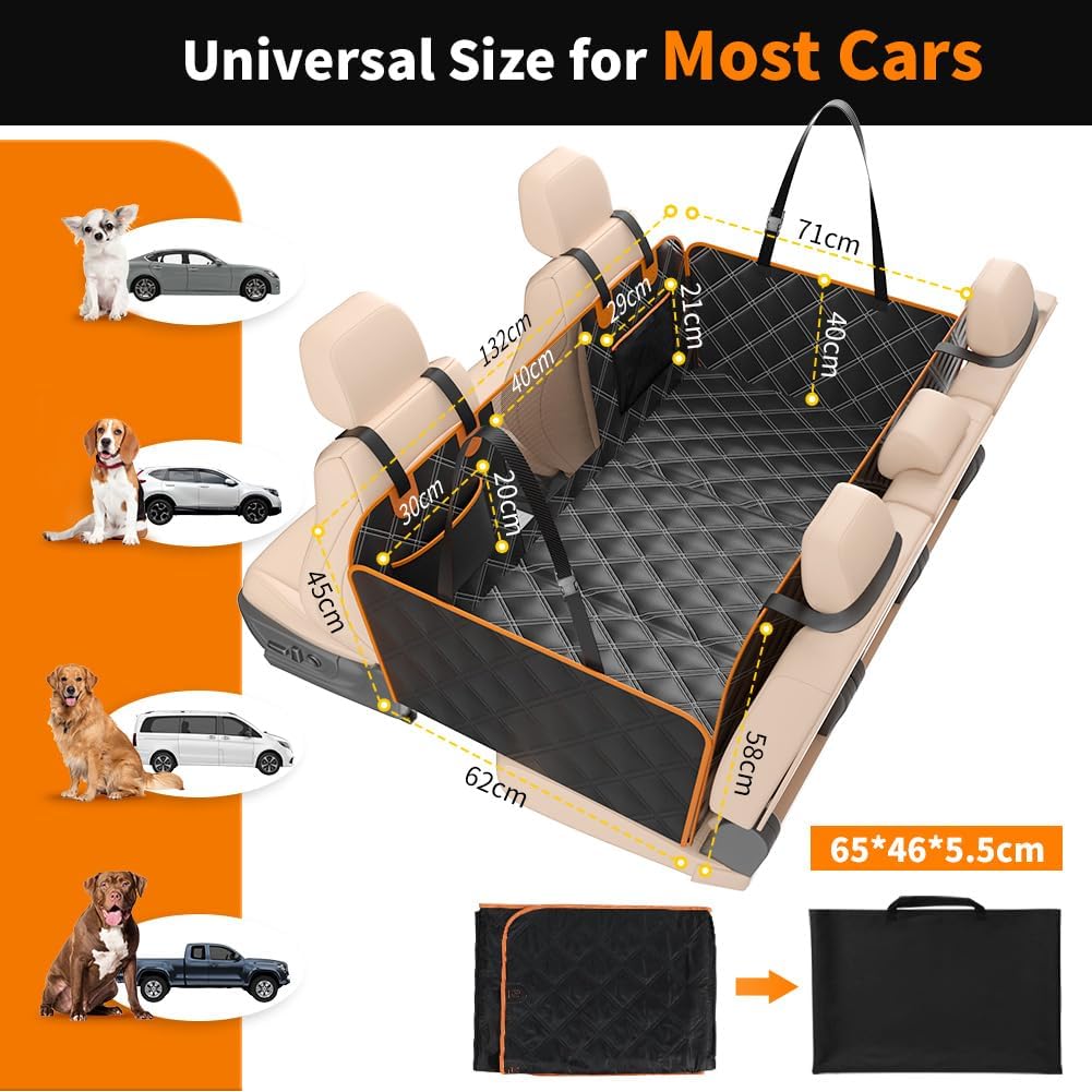 KYG Hard Bottom Dog Car Hammock & Back Seat Extender (Waterproof)