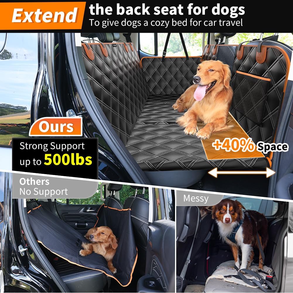 KYG Hard Bottom Dog Car Hammock & Back Seat Extender (Waterproof)