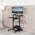 VIVO Mobile Height Adjustable Standing Desk Cart with Storage (Black)