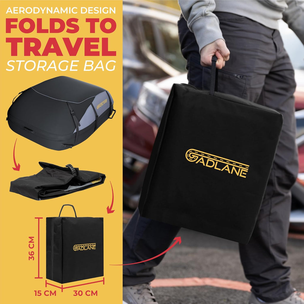 Waterproof Car Roof Bag 550L | Foldable Travel Roof Storage with Straps