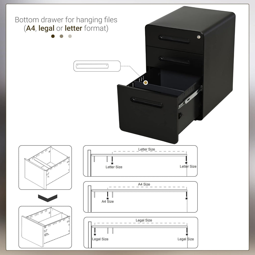 Lockable Filing Cabinet With 3 Drawers