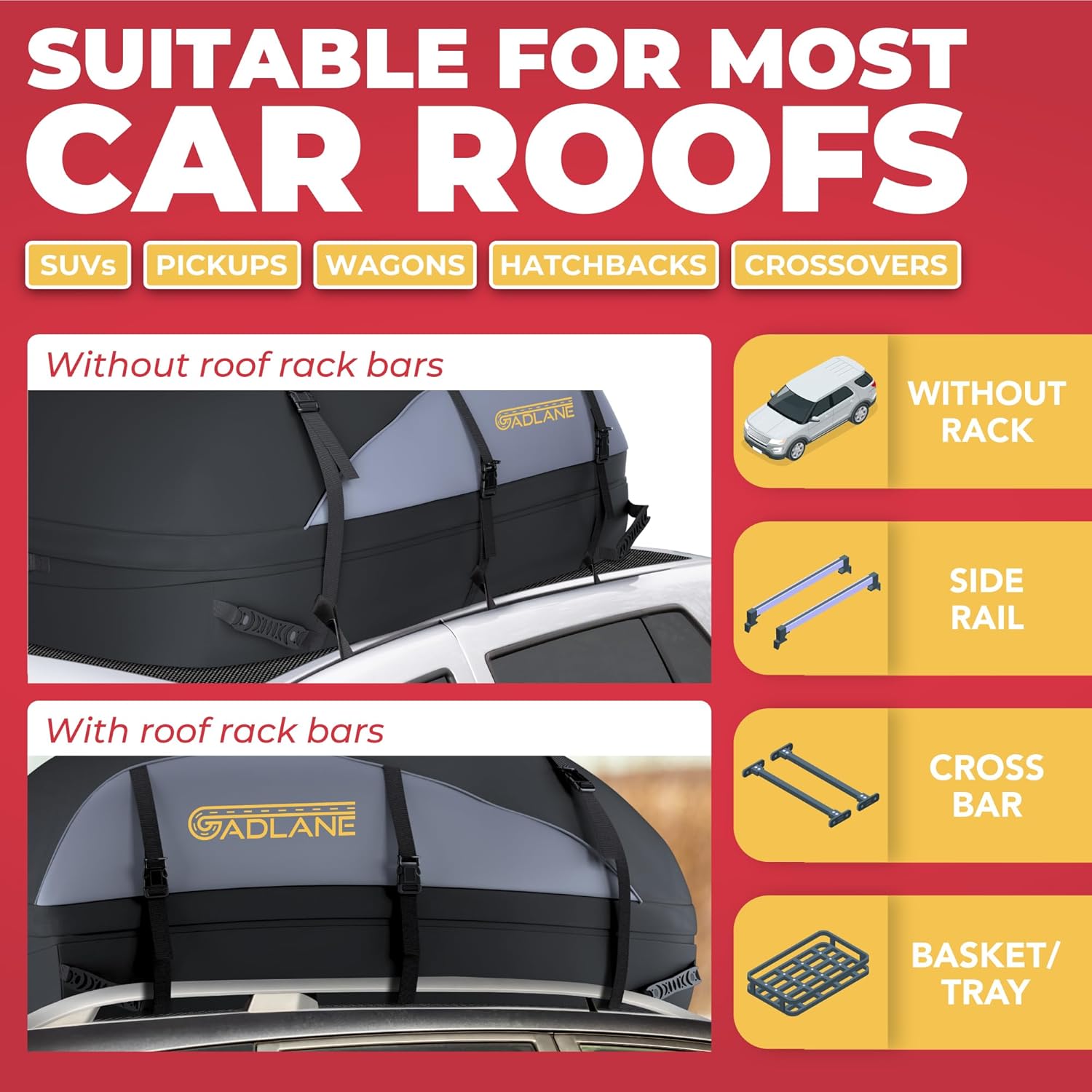 Waterproof Car Roof Bag 550L | Foldable Travel Roof Storage with Straps