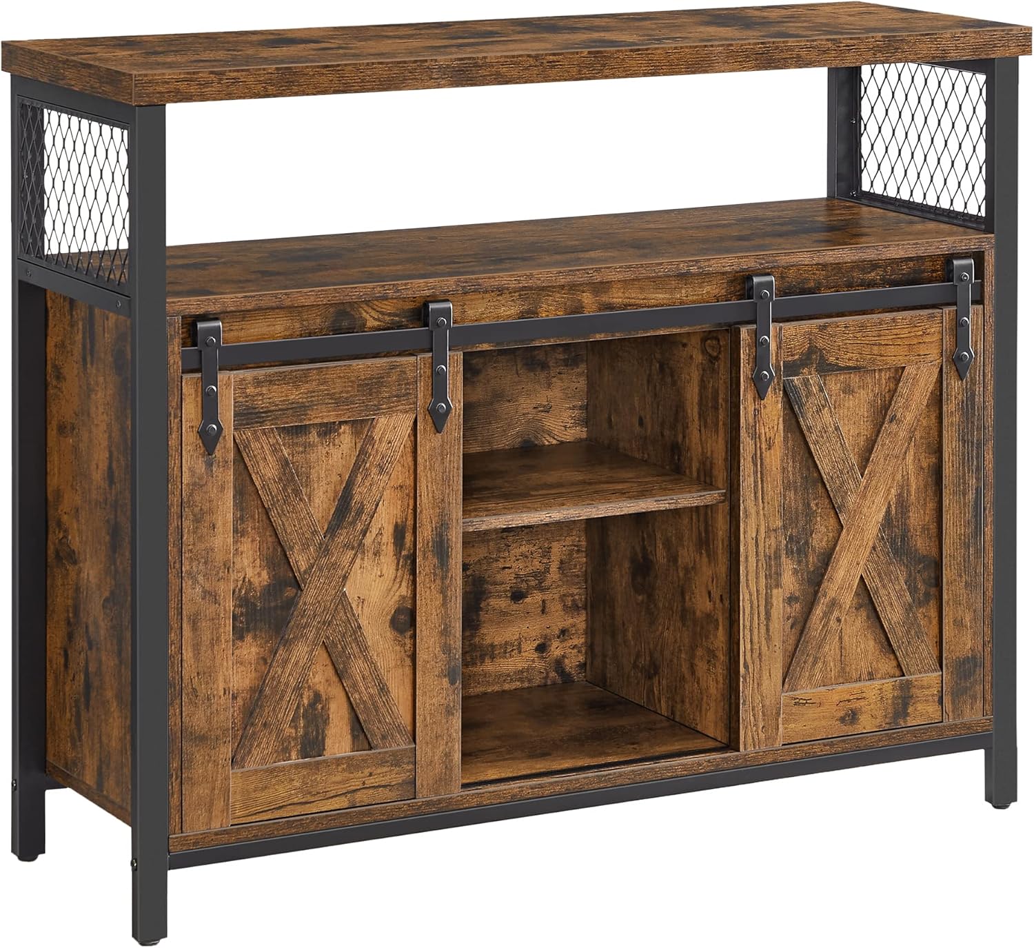 VASAGLE Rustic Storage Sideboard with Sliding Doors