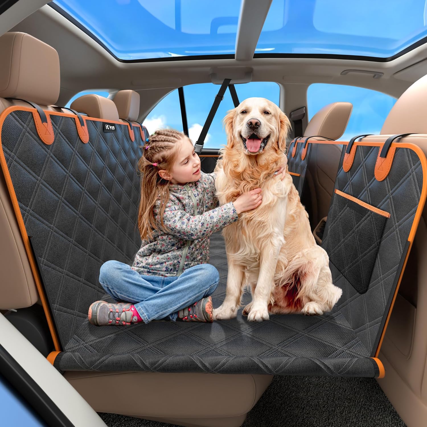 KYG Hard Bottom Dog Car Hammock & Back Seat Extender (Waterproof)
