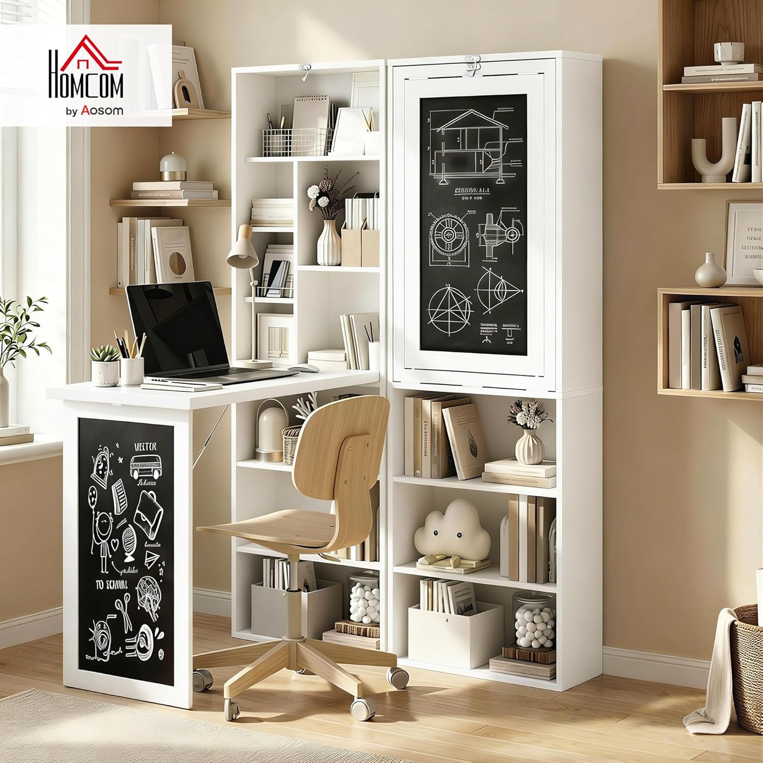 Wall Mounted Folding Desk – Space Saving Compact Workstation with Storage