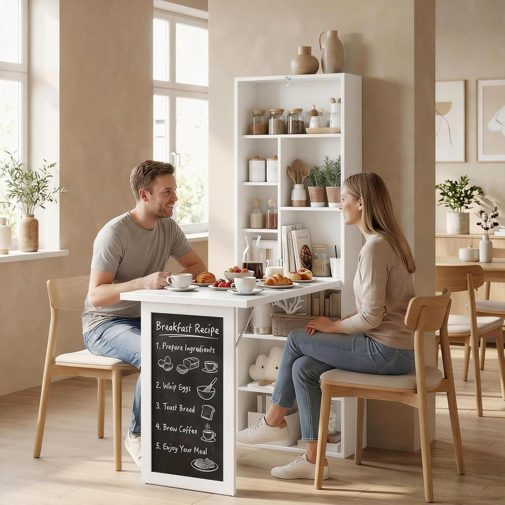 Wall Mounted Folding Desk – Space Saving Compact Workstation with Storage