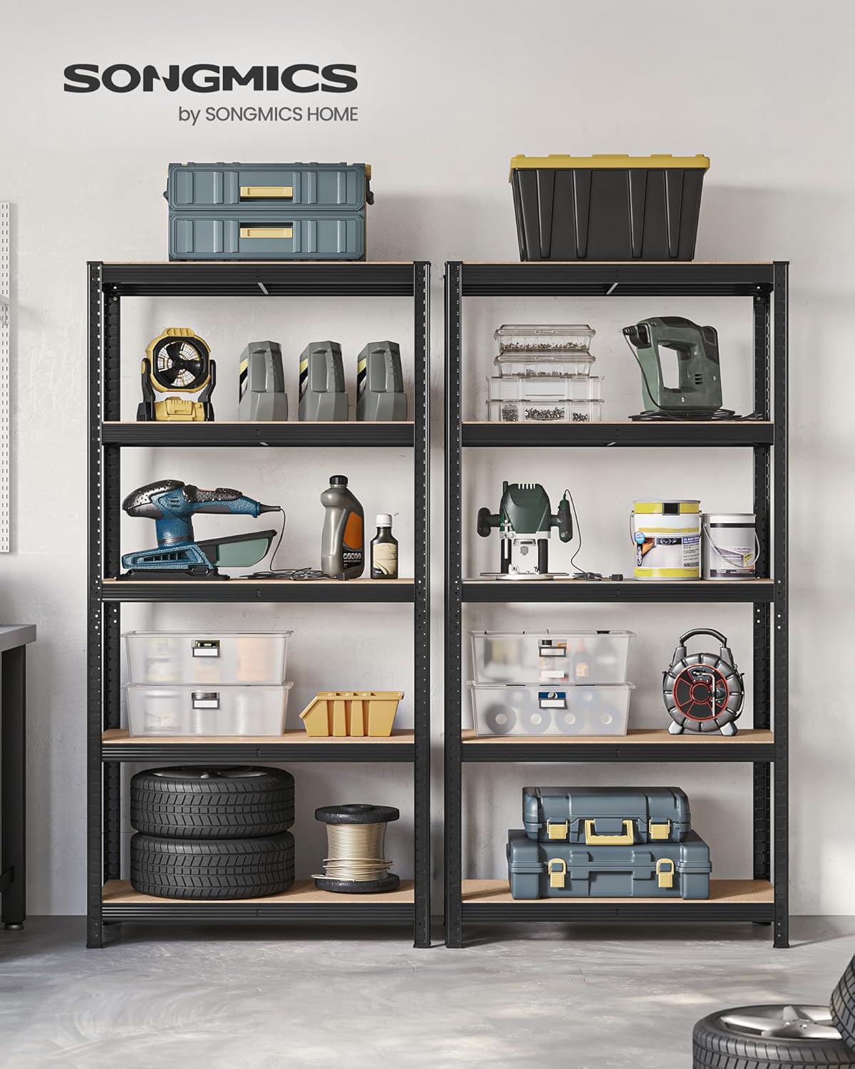 Heavy Duty Garage Shelving Unit – 5 Tier Metal Storage Rack (Set of 2)