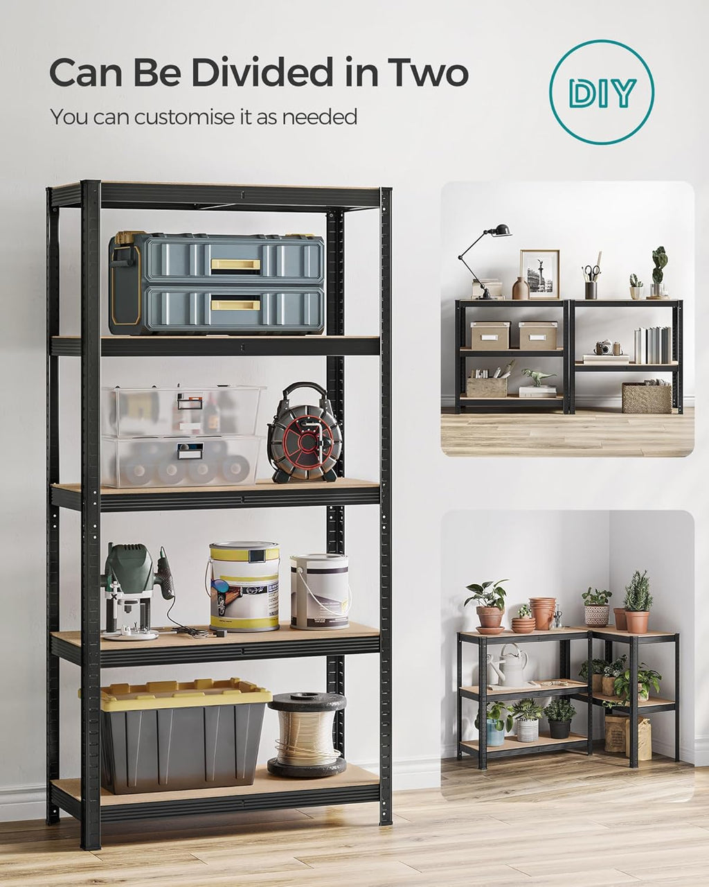 Heavy Duty Garage Shelving Unit – 5 Tier Metal Storage Rack (Set of 2)