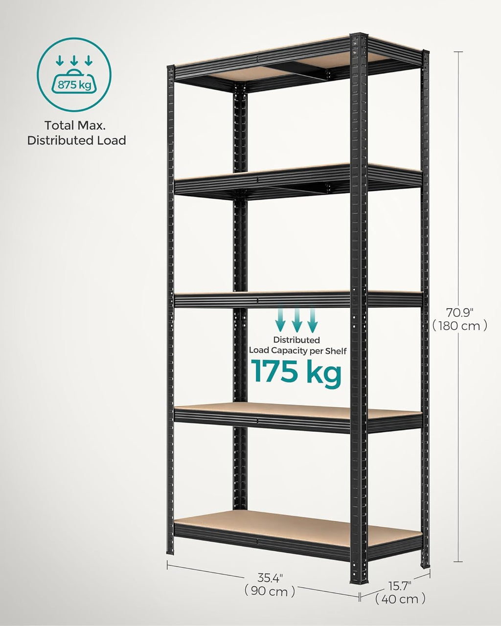 Heavy Duty Garage Shelving Unit – 5 Tier Metal Storage Rack (Set of 2)