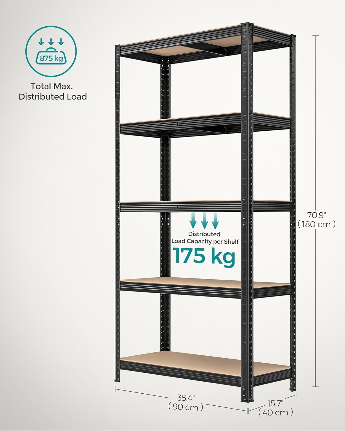 Heavy Duty Garage Shelving Unit – 5 Tier Metal Storage Rack (Set of 2)