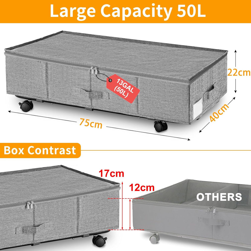 Under Bed Storage Boxes with Wheels (2 Pack)