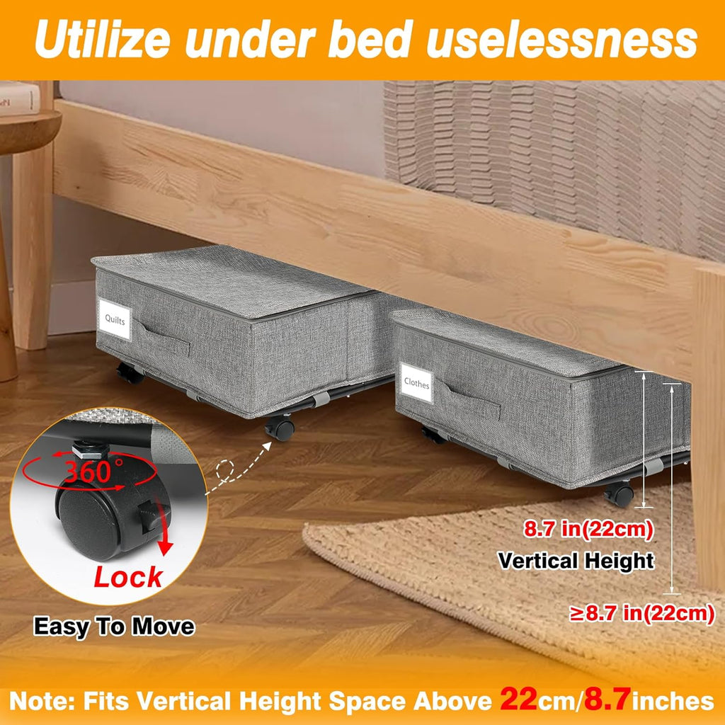 Under Bed Storage Boxes with Wheels (2 Pack)